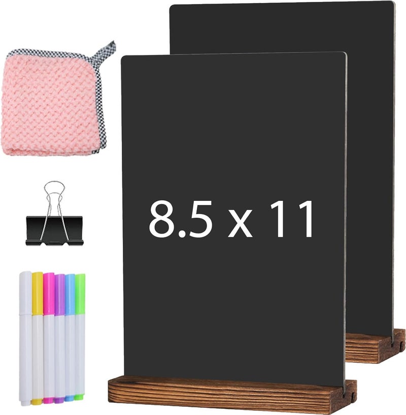 JDEA Wooden Double-Sided Chalkboard with Base (2 Pack) - 8.7x11.5 inches, Black - Image 1